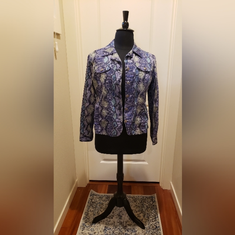 Hearts Of Palm Women's Blue and Purple Reptile Print Jacket